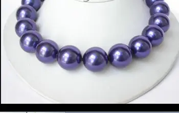 

Jewelry 17" 20mm round navy blue south sea shell pearl necklace