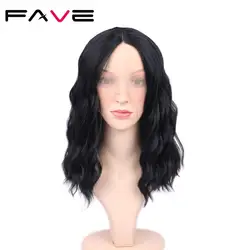 FAVE кружева фронтальной парик естественная волна 14 Inch короткий парик для черный, белый цвет Для женщин натуральный черные парики для