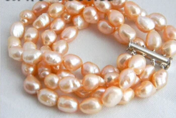 

hot sell909507 4Strands 8'' 9MM Pink Baroque Freshwater Pearl Bracelet