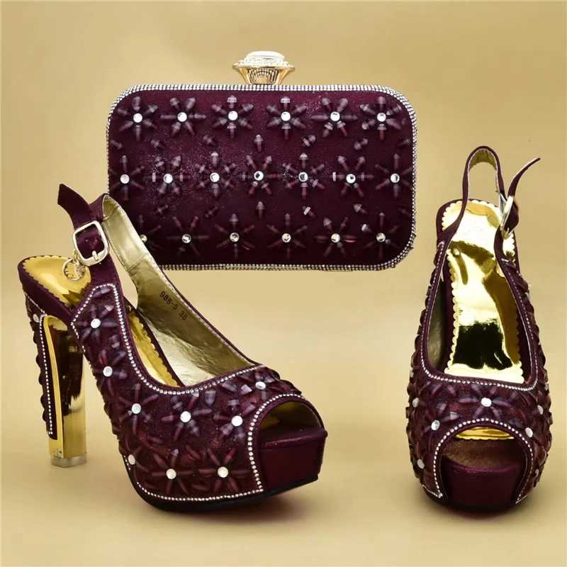 Модная итальянская обувь и сумка в комплекте; комплект из обуви и сумки высокого качества; комплекты в африканском стиле; коллекция года; женские свадебные туфли на высоком каблуке в нигерийском стиле