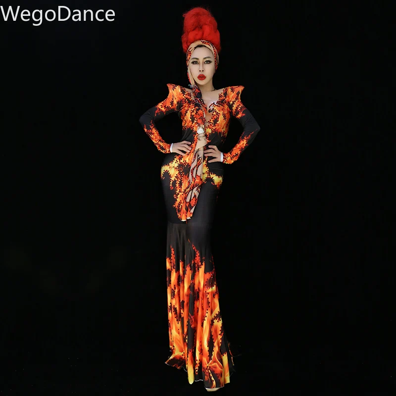 New Hot Sale Sparkly Glass Rhinestones Dress Colorful Sexy Long Dress Costume Prom Birthday Celebrate Dresses Beyonce Bodysuit