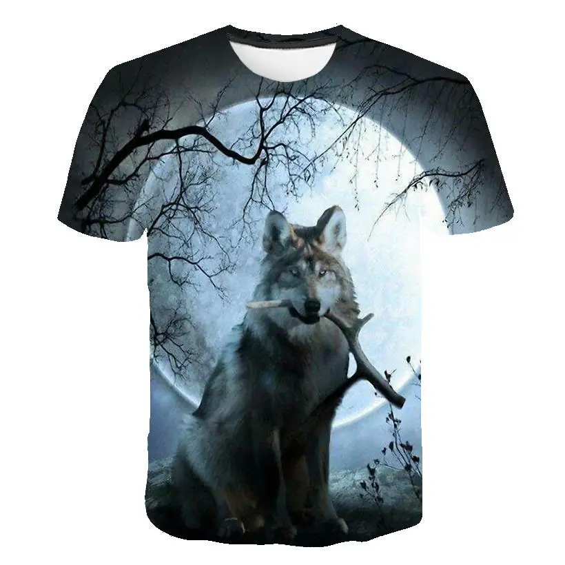 

New Fashion Wolf T-shirt Men/women 3d T-shirts Print Moon Night Wolf Cool Summer Tops Brand Tees Shirts Plus size S-5XL
