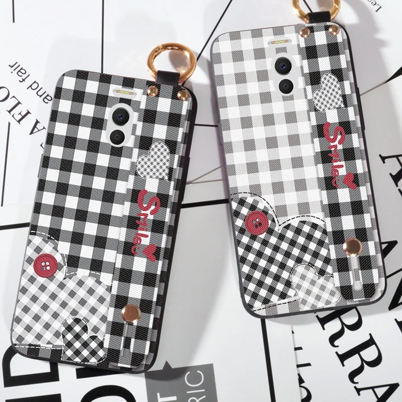 

Wrist Strap phone case For Meizu M2 M3 Note / M3S Mini Lattice Printing Love Silicone Case For Meizu M3 Max Cover Cloth