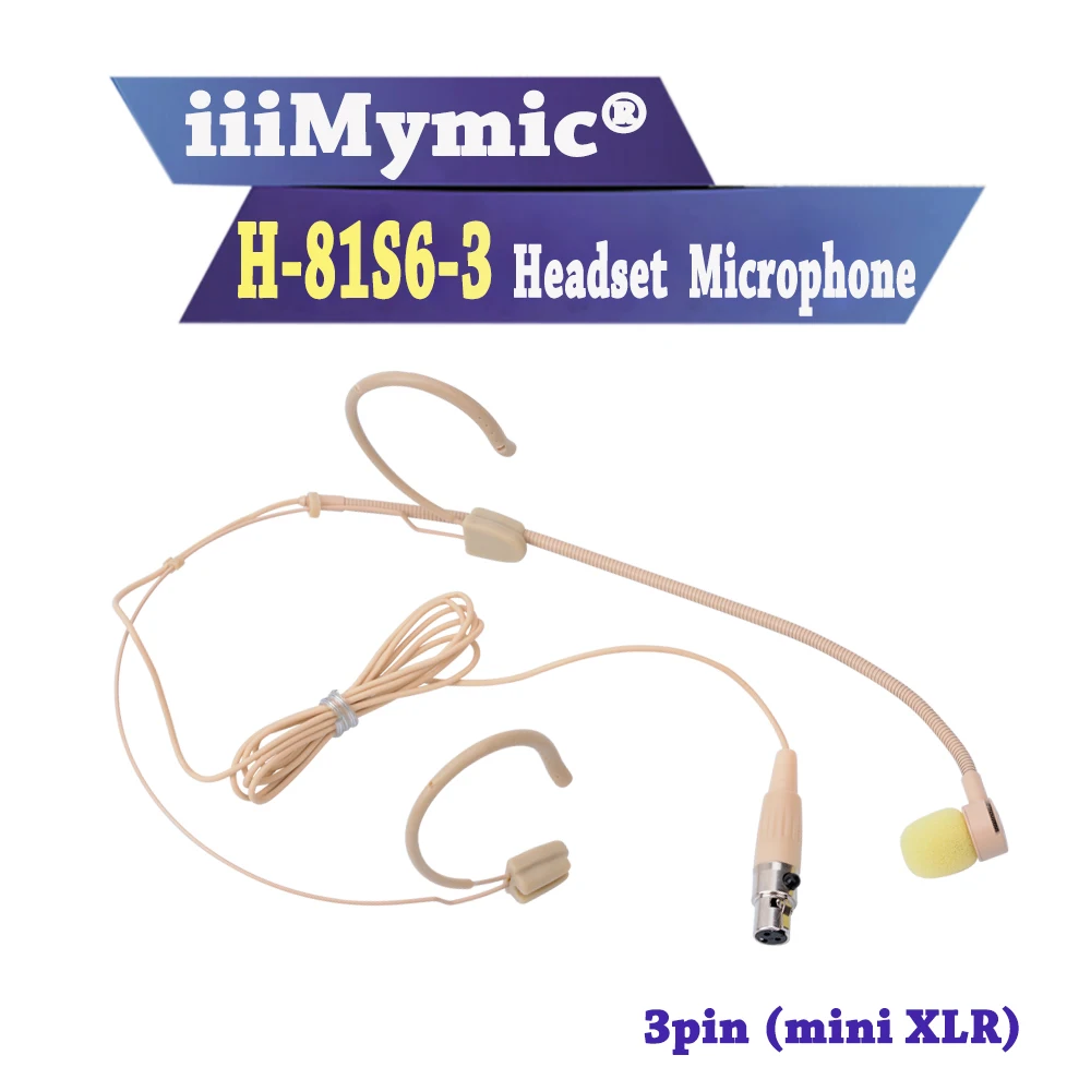 Iiimmic H 81S6 3 3pin mini XLR TA3F разъем Pro концертная гарнитура микрофон для AKG Samson