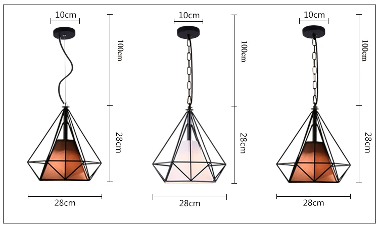 Современный подвесной светильник в клетку, железный минималистичный ретро скандинавский Лофт пирамида, подвесной светильник, металлическая Подвесная лампа E27 для помещений ZDD0004