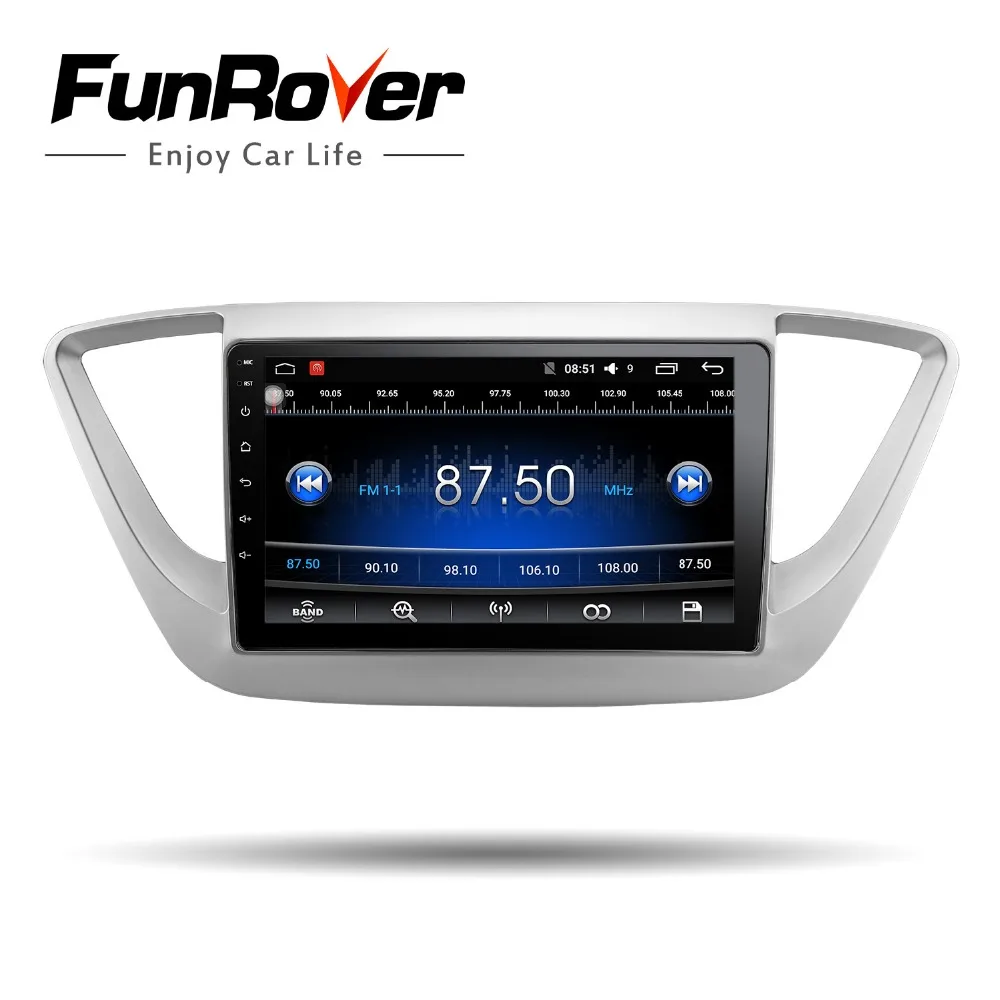 Clearance Funrover 9" 2 din Car DVD multimedia gps radio tape recoder Player For Hyundai solaris verna accent 2017-18 Navigation WIFI  rds 4