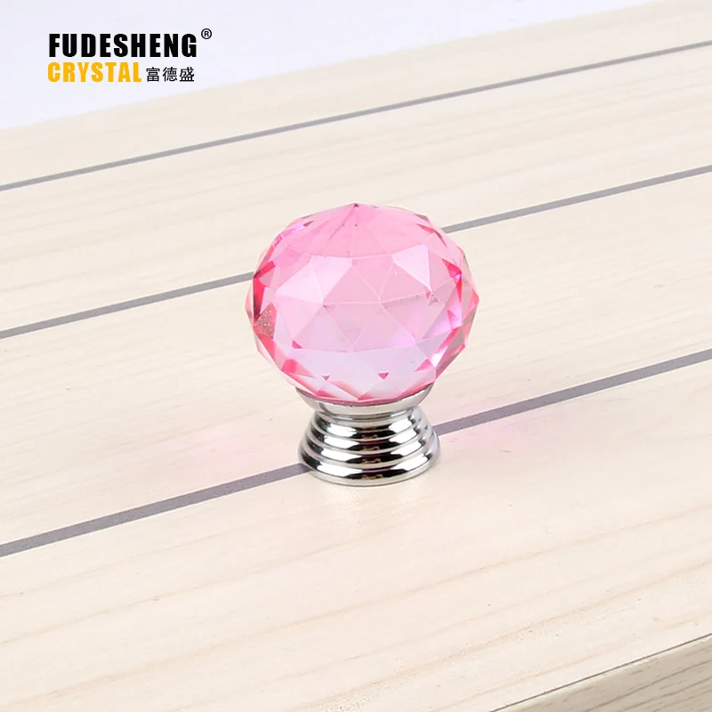 30mm 1pack/10 Pcs Pink Ball Shape Crystal Glass Drawer Knob