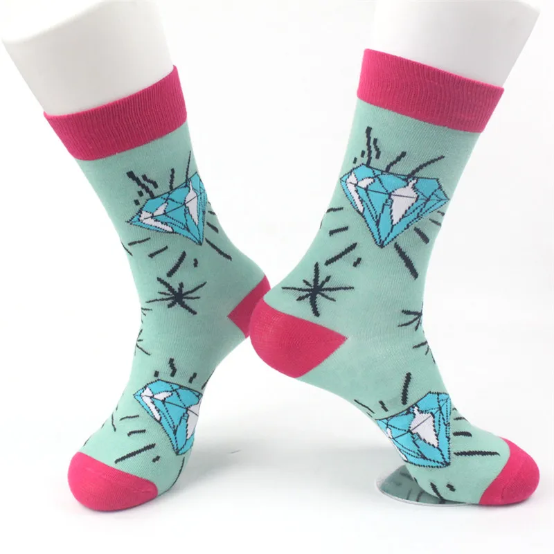 

Men & Women Personality Colorful Jacquard Sock Caute Exquisite Diamond Pattern Socks Funny Happy Casual Cotton Sox High Quality