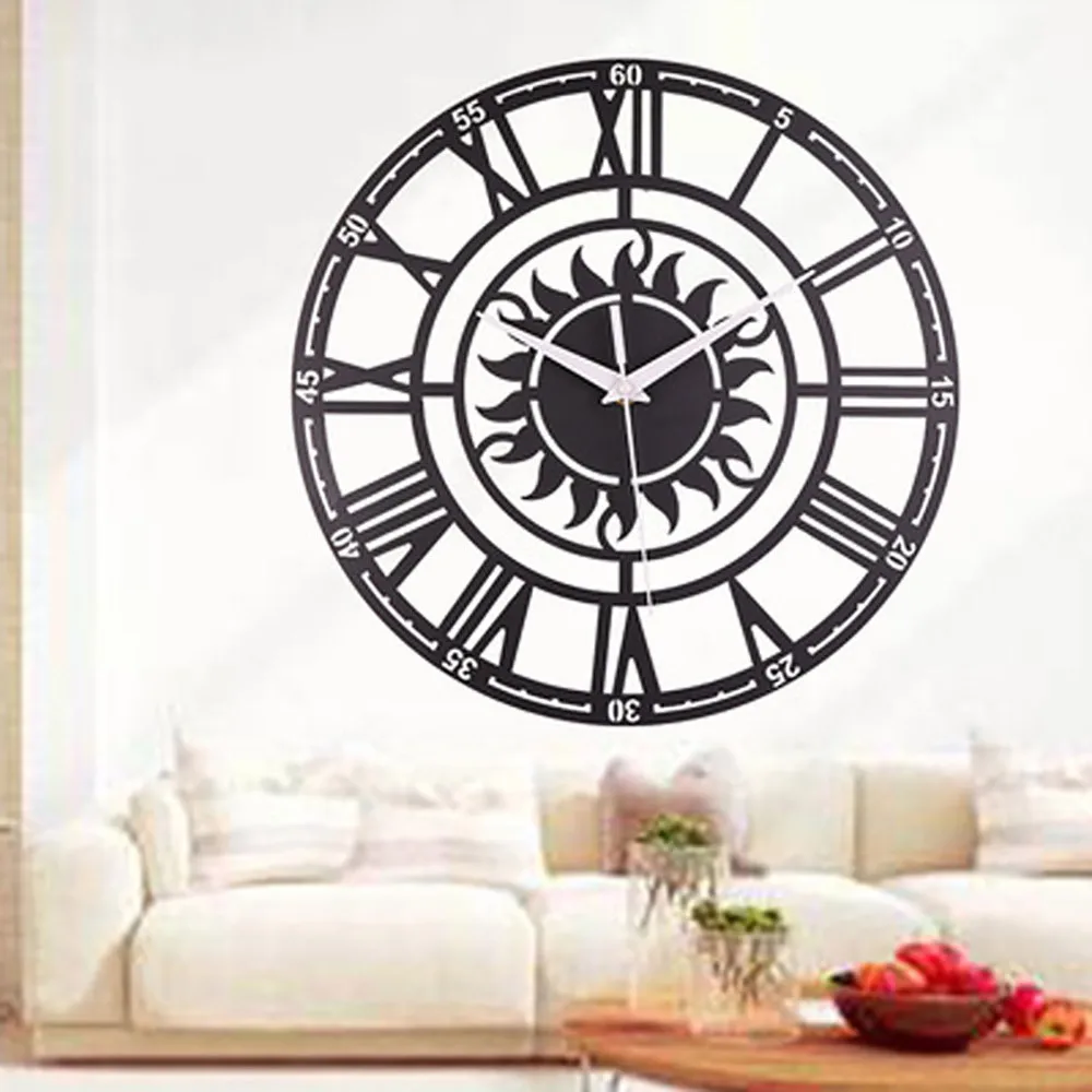

Wall clock family kitchen silent creative retro decoration sun roman digital acrylic wall clock L524