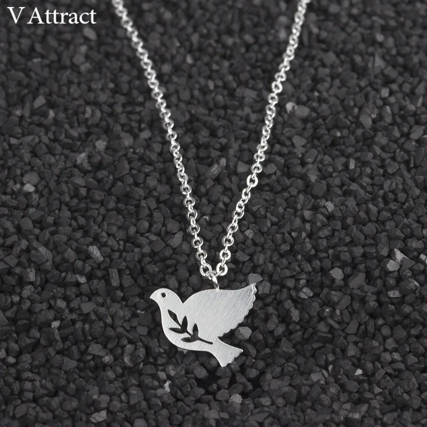 V Attract 2017 Cute Branch Bird Pendants Necklace Women Fashion Jewelry Chain Peace Dove Choker Couple Charm Collier | Украшения и