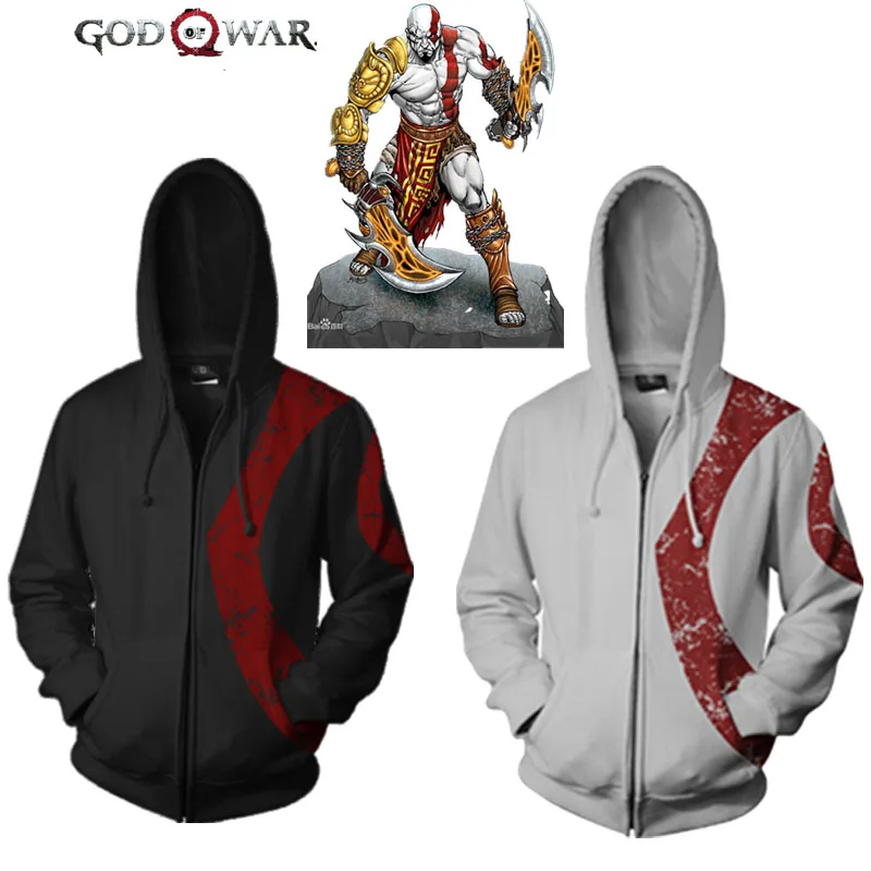 

God of War Cosplay Costume Kratos Hoodie 3D Print Hooded Zipper Coat Women Men Halloween Gifts Sparta Sweatshirts