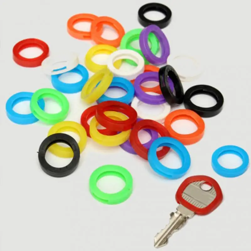 50Pcs Bright Colors Hollow Keychain Plastic Key Cap Covers Topper