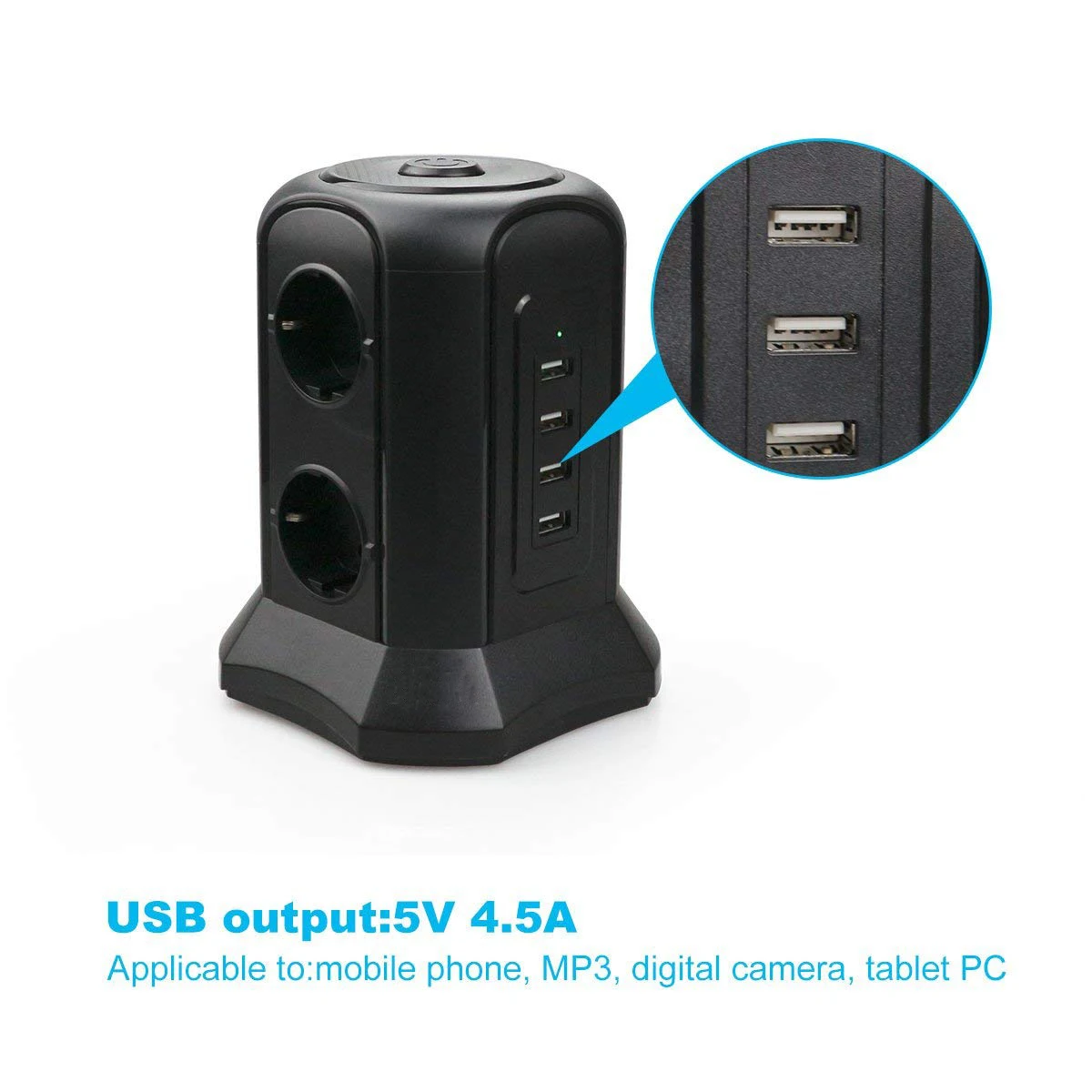 Мощность полосы Защита от всплесков напряжения несколько ЕС 4 розетки USB Socet с USB Мощность адаптер 2 м удлинитель Защита от перенапряжения