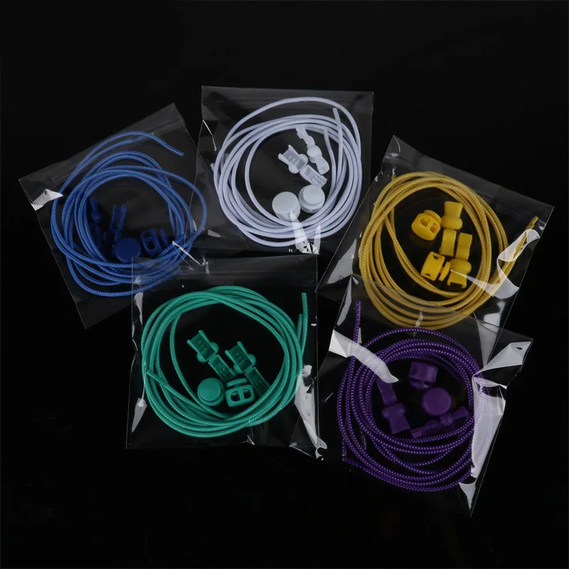 1 Pair No Tie Locking Shoelaces Elastic Unsiex Women Men Trainer Running Athletic Sneaks Shoe Laces Fit Strap Shoelace Wholesale
