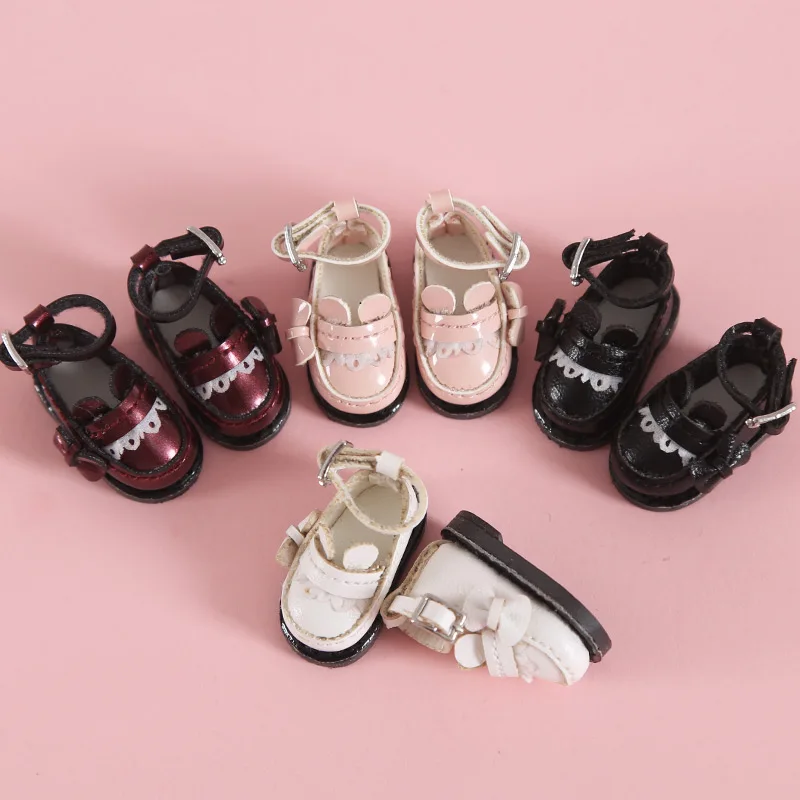

New Doll Clothes White, pink, black Leather Shoes for ob11,obitsu11,holala 1/12bjd doll Shoes accessories for doll