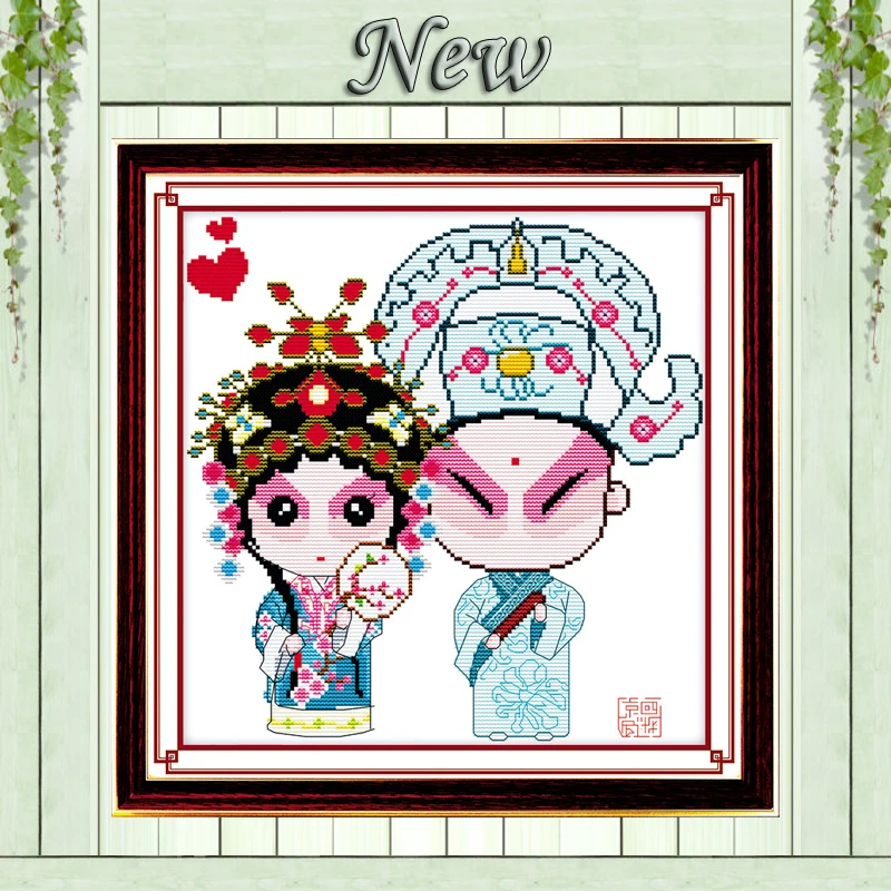 

Beijing opera couple lovers paintings counted print on canvas DMC 11CT 14CT Chinese Cross Stitch kits embroidery needlework Sets