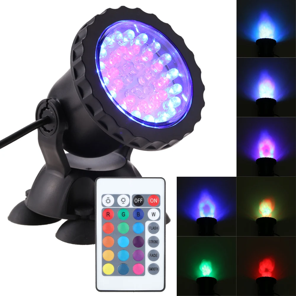 1.5W 36LED RGB Color Change Dimmable IP68 Waterproof Submersible Remote