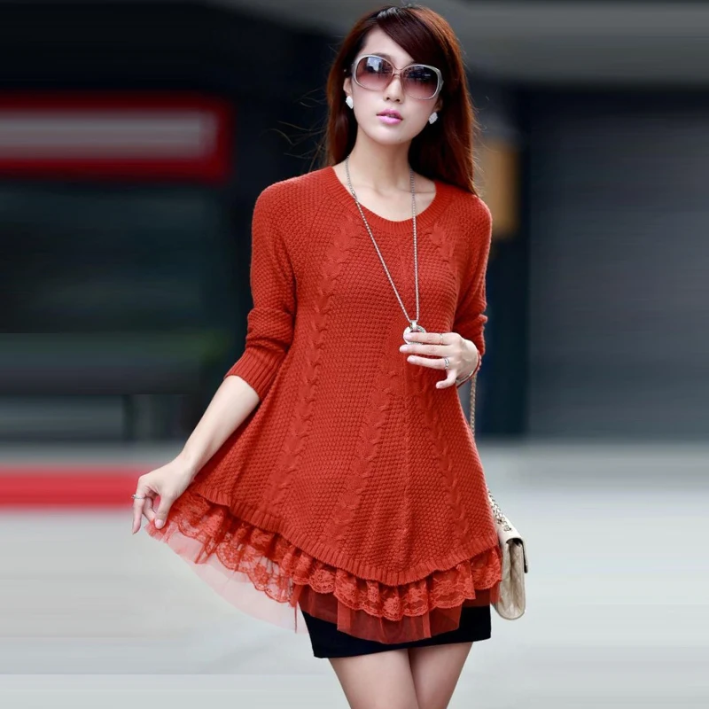 

New Oversized Knitwear Cute Loose Pullover Woman Big Size Winter Dresses Large Size Knitted Sweater Dress Plus Size WZ069