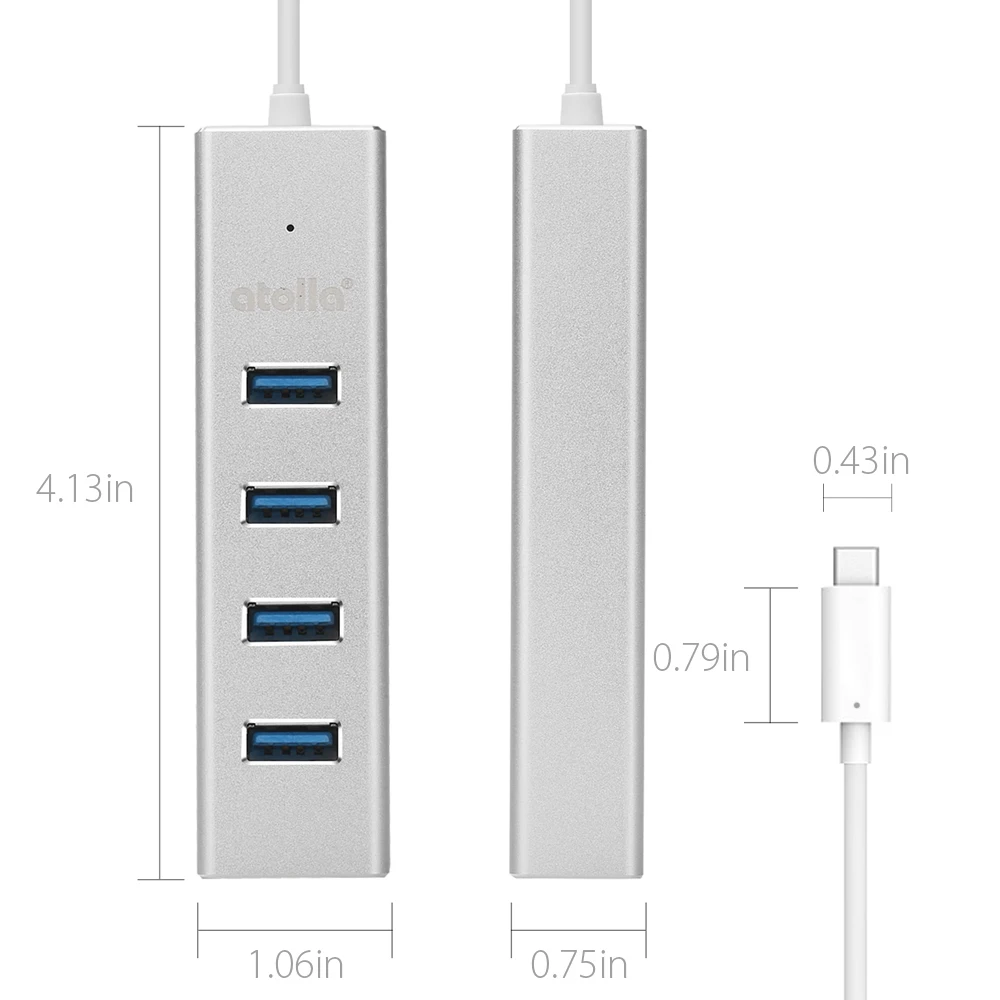 USB C 4-Port Hub-8-inch