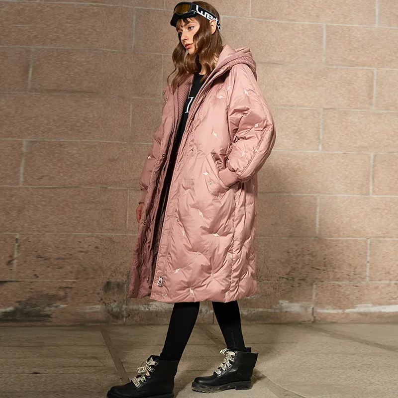 Black Épais Canard Version pink Nouvelle Le228 Le Longue De Veste Qazxsw À Section white Lâche Hiver 100 blue Vers Bas 2018 Duvet Capuchon Extérieure Chaud Femmes Manteau Une OEUFwaSq