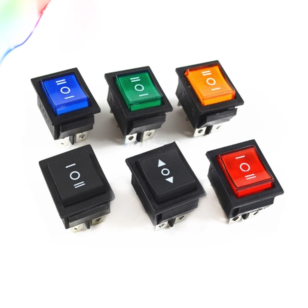 

Self-Lock KCD4 Rocker Switch Power Switch 3 Position 6 Pins With Light 16A 250VAC/ 20A 125VAC