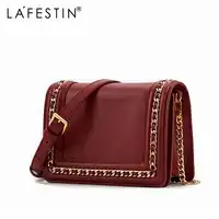 LAFESTIN Luxury Cow Leather Women Bag Retro Small Fragrance Chain Small Square Bag Shoulder & Crossbody Bags