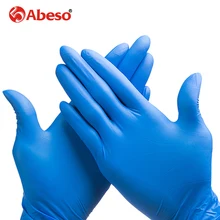 ABESO NBR latex durable disposable gloves 100 pcs/ box for food home cleaning Acid Alkali resistance antiskid golves A7101
