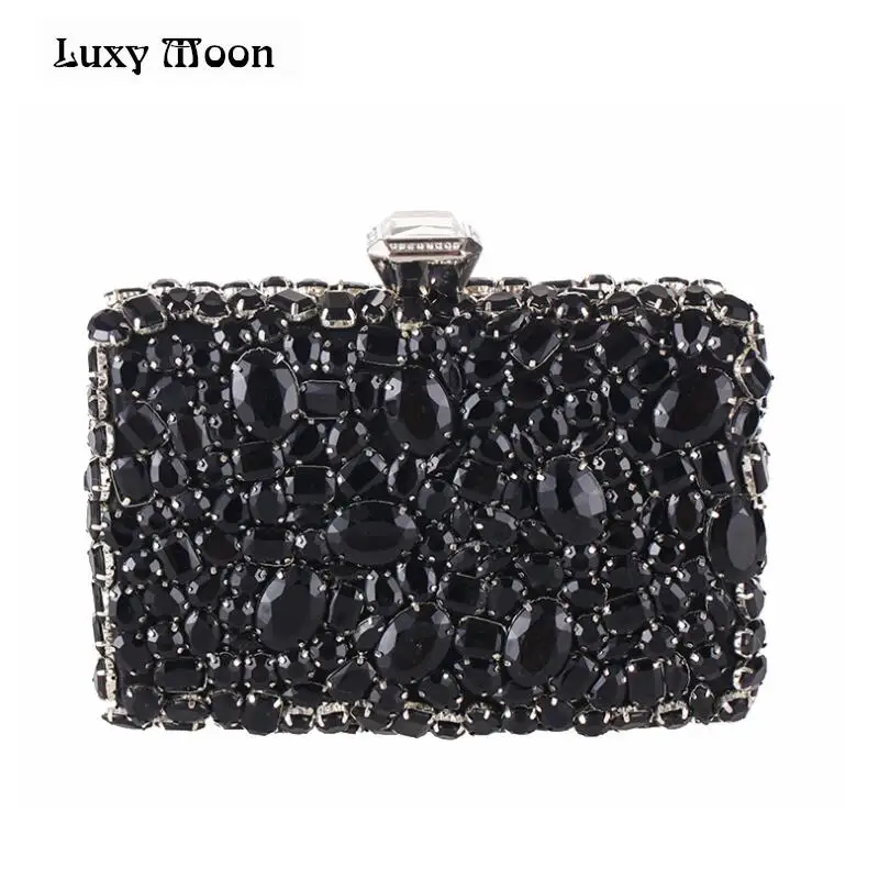 Neiman Marcus Black Clutch Evening Bag With Rhinestones And