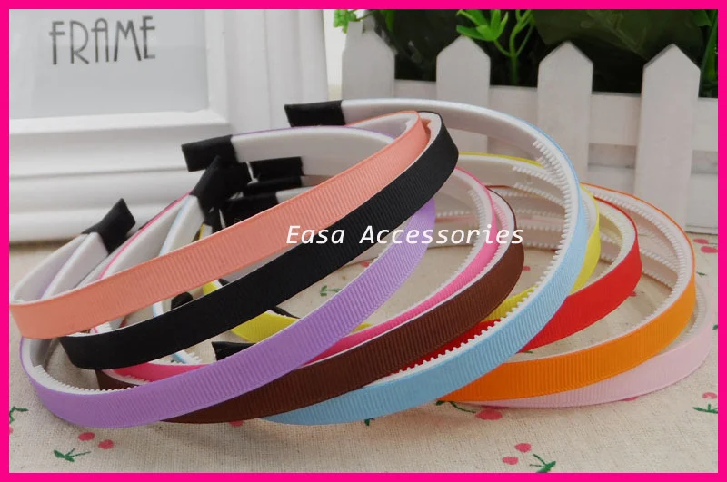 20PCS 10mm Assorted Colors Grosgrain Ribbon Lined white Plain Plastic