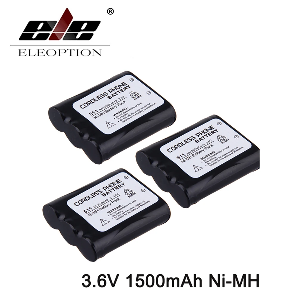 ELEOPTION 3 шт. 3.6 В 1500 мАч 1.5ah Новый беспроводной телефон Батарея для Panasonic P-P511 er-p511 HHR-P402