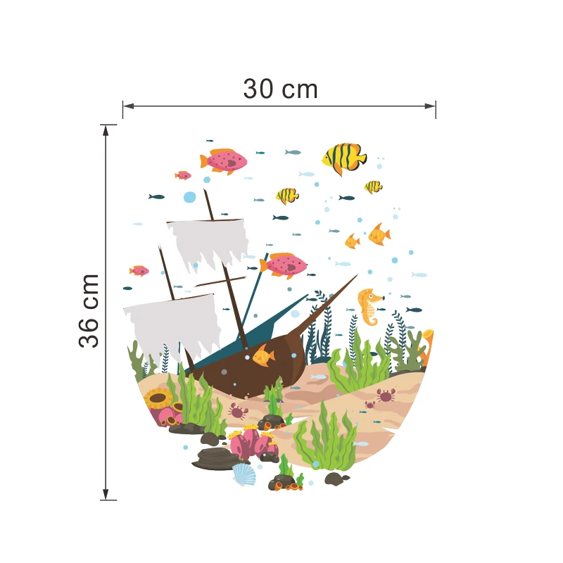 Мультяшные наклейки с дизайном «рыбы», украшение для дома, подводный пейзаж, фреска, художественные наклейки для ванной, кухни - Цвет: 297