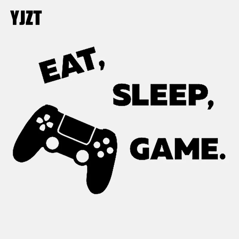 YJZT 15 2 см * 10 6 Высококачественная виниловая наклейка Eat Sleep Game черная/Серебристая