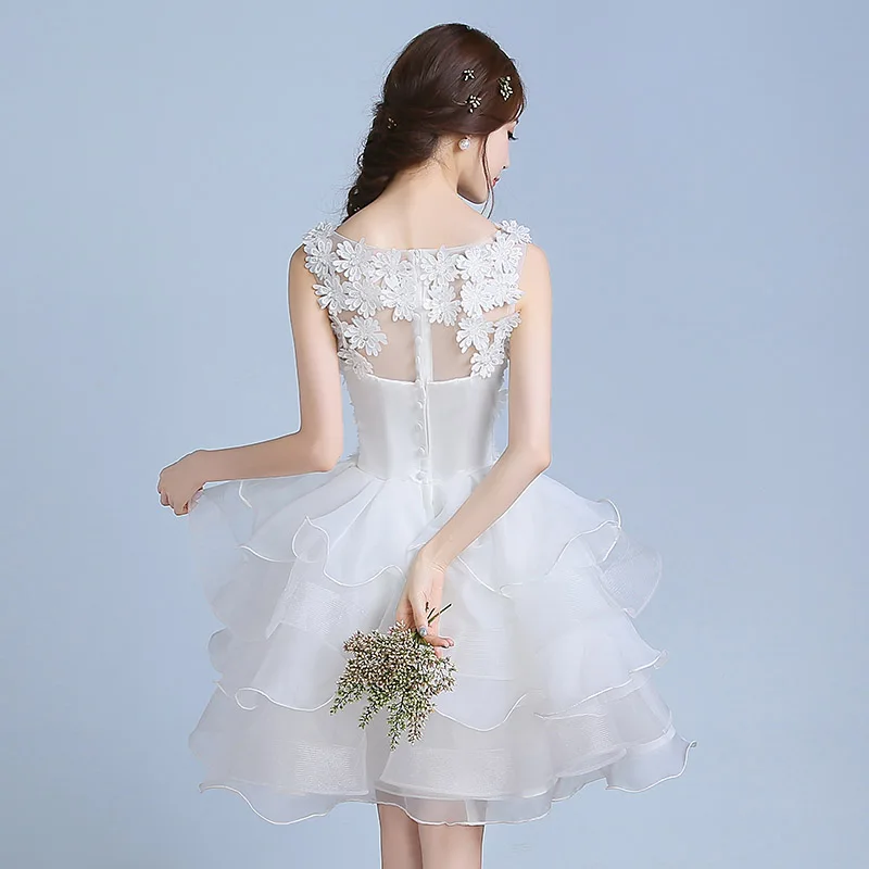 Новое Белое Короткое Платье До Колена Для девушек, женщин, принцесс, подружки невесты, вечерние бальные платья