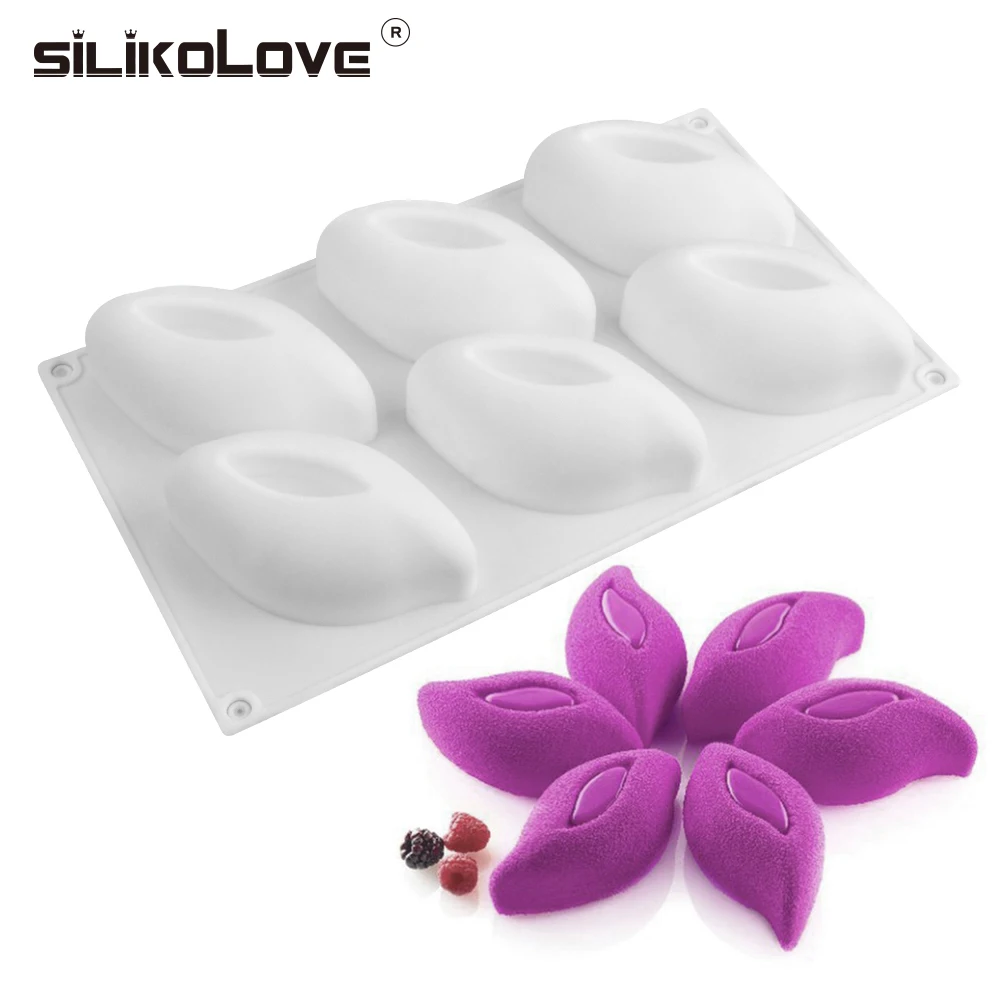 

SILIKOLOVE 3d Flowers Shapes Mousse Cake Mold Decorating Silicone Moulds for Mousse,6 Hole,Not stick,FDA Safe