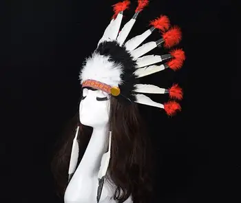

Indian feather headdress crown war bonnet halloween fancy dress costume hat party headband cap colorful teens adults favors