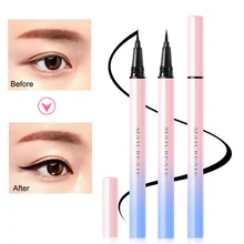 Высококачественная Женская Черная Подводка для глаз Водонепроницаемая долговечная ровная кисточка для подведения глаз Карандаш косметический инструмент