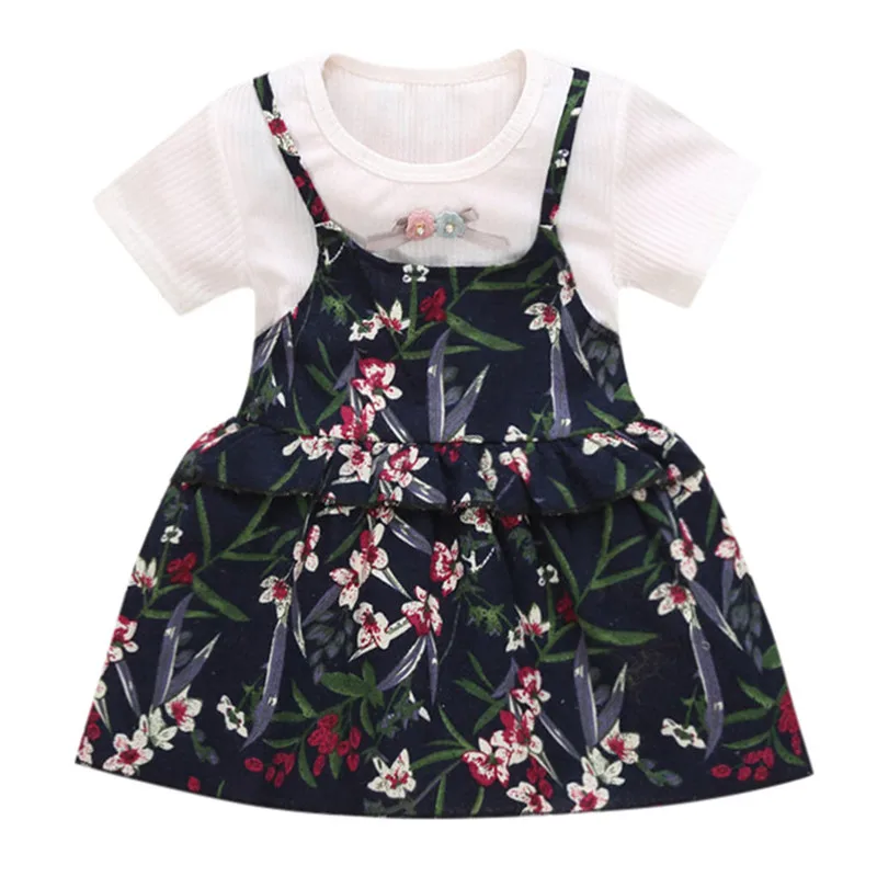 Summer new Toddler Baby Kids Girls Ruched Ruffles Floral Flowers Princess Dresses Clothes fashion cute design (3)