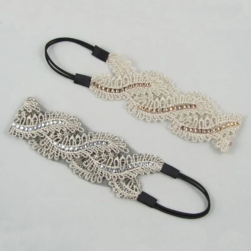 

2019-2A freeshipping wholesale retail fashion star lace waves flower with gems headband popular fashion hair accessories