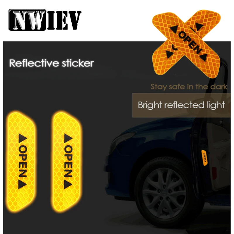 Universal Open Sign Tail Warning Mark Car Door Stickers Safety Reflective Tape