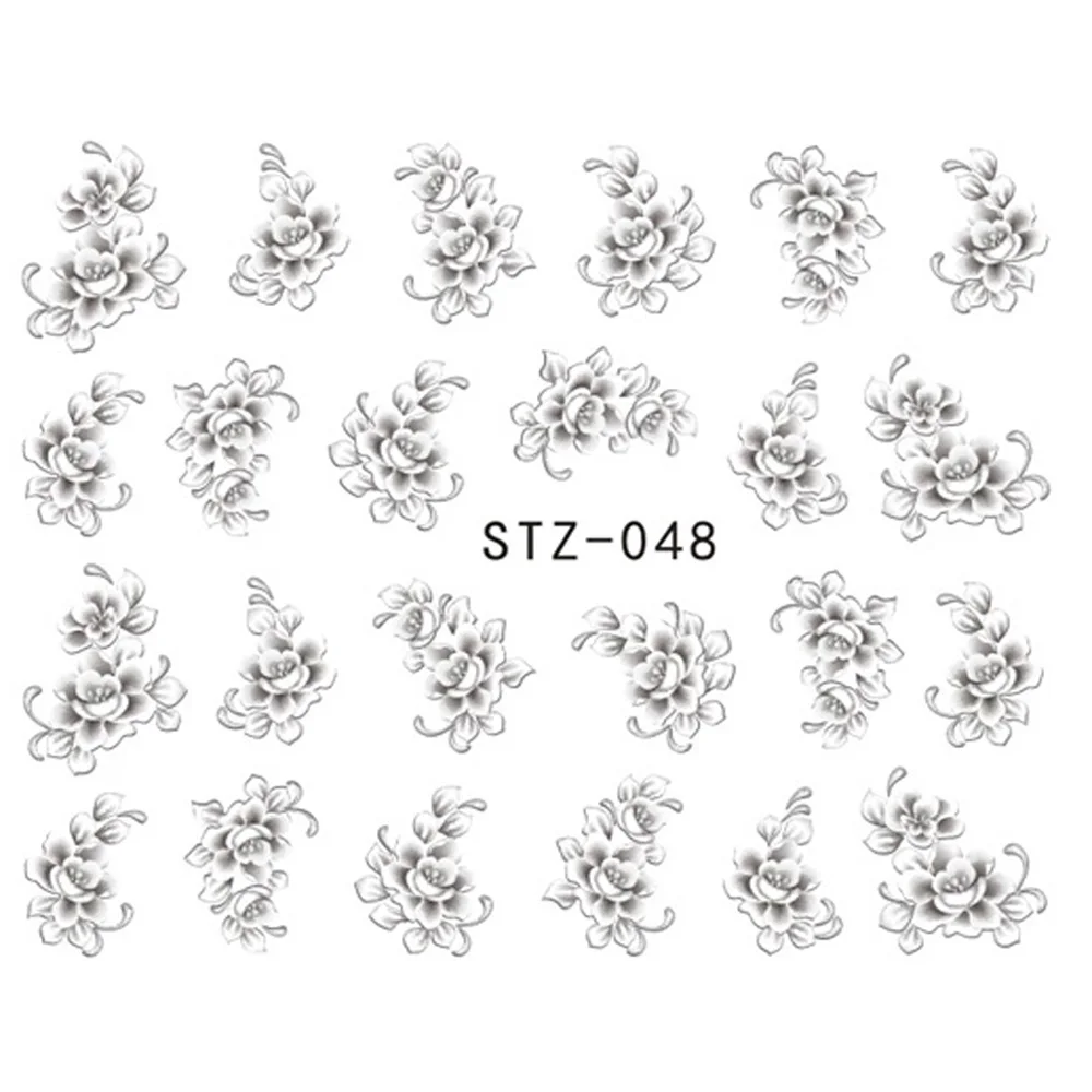 

1 sheet Nail Art Tips Water Transfers Decals Sticker Black White Flower Nails Wraps Sliders Decoration Manicure Tools BESTZ048