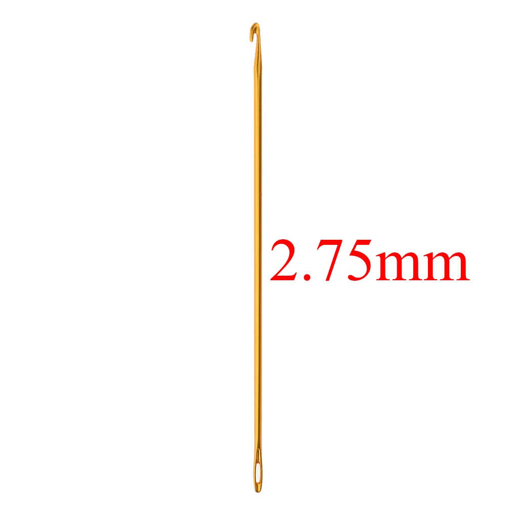 Afghan Aluminium Crochet Hook Knitting Needle Hand Knit Tool With Threading Hole