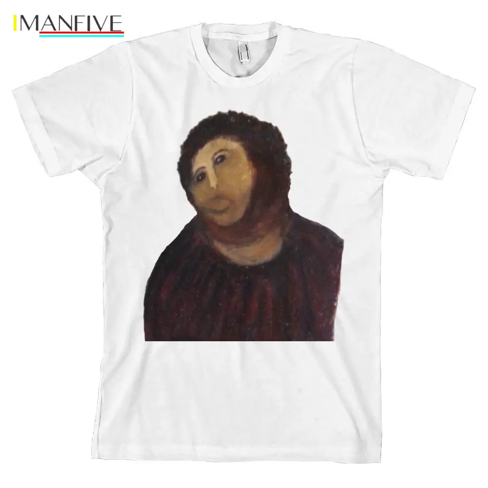 

Ecce Homo Botched Painting T Shirt Potato Jesus Meme 4chan Funny Spain Tee *NEW*