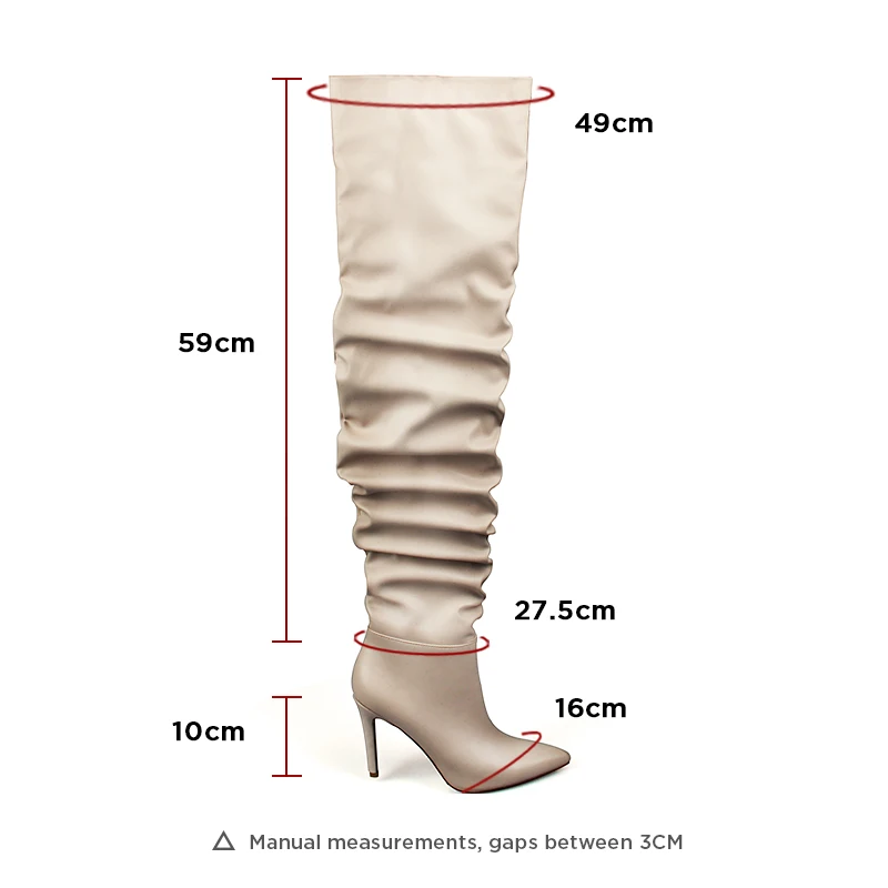 Encima Tacones Mujer De Slouch La Muslo Botte Karinluna Por Punta Femme Botas Apricot Altas Talon Delgada Rodilla Plisado Zapatos wYxqvv4H6