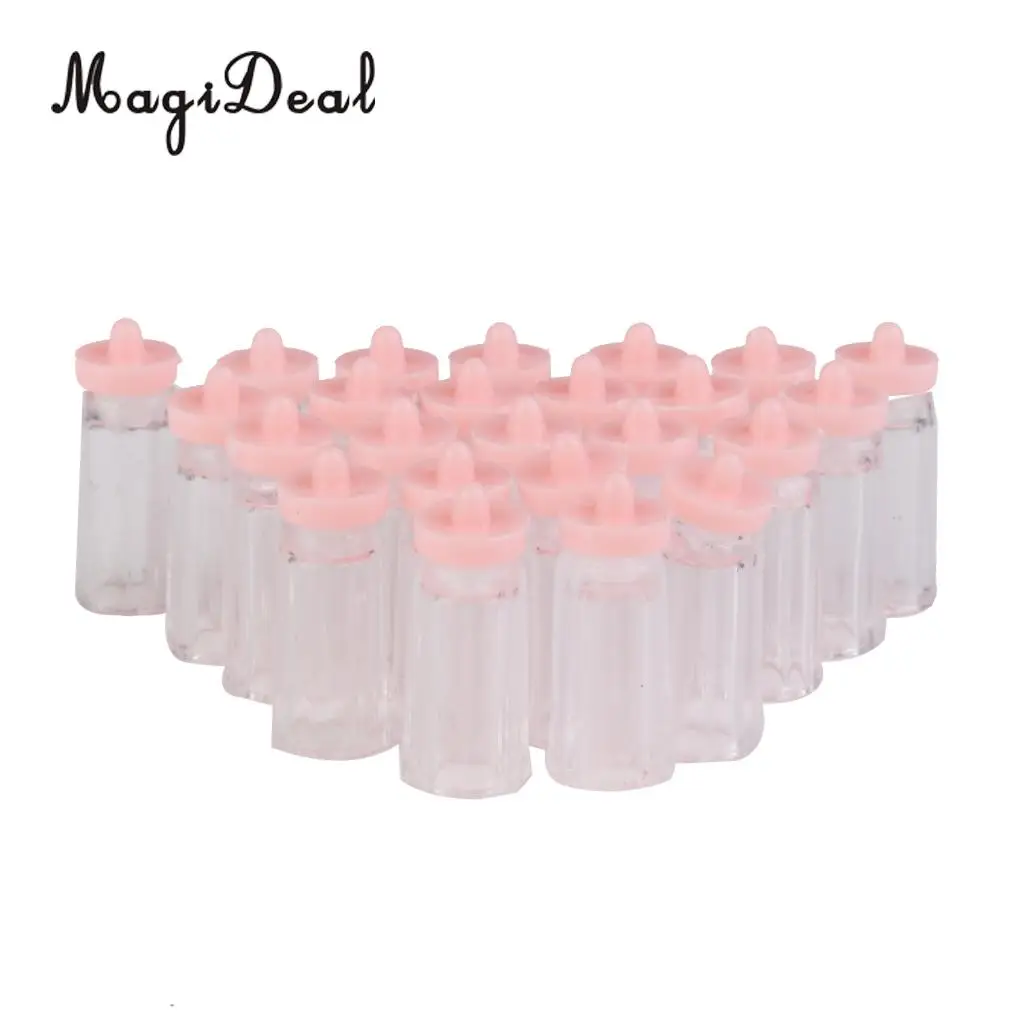 MagiDeal 24PCS/Lot Plastic Mini Baby Milk Bottles Boy Girls Baby Shower Party Favors Gifts Pink/Blue