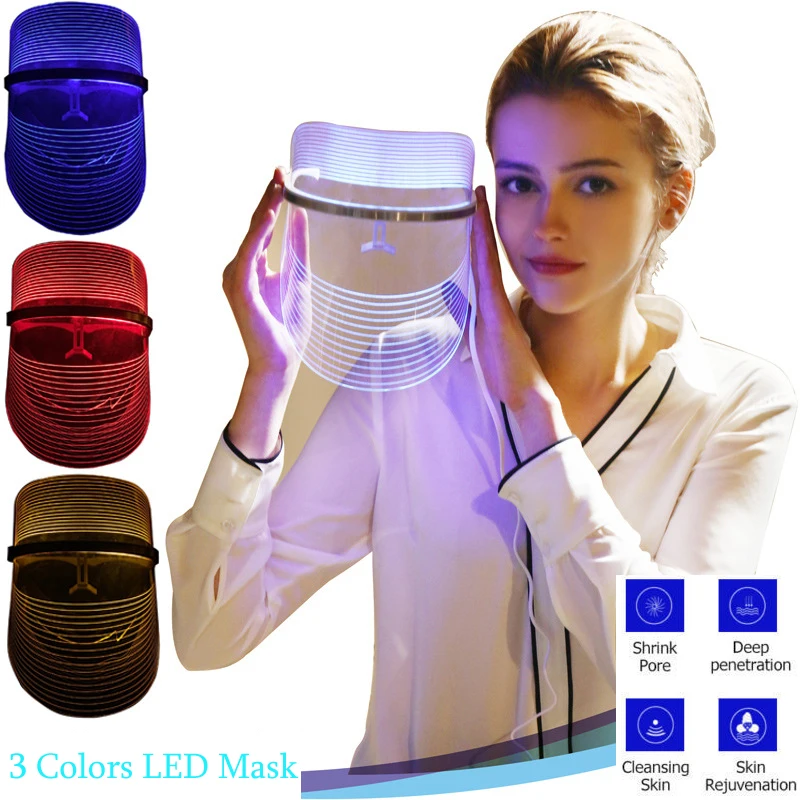 

Face LED Mask Anti-Wrinkle Acne Light Photon Skin Rejuvenation Removal Spot Facial Skin Whitening Spa 3 Colors Beauty Device