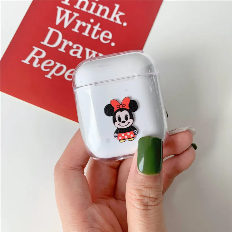 Cartoon transparent Mickey Minnie For airpods case Bluetooth wireless headset set For airpods 1/2 cute hard shell charging case