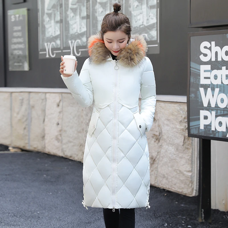 

fashion long winter jacket women winter park with hood Fur Cotton coat female korea coat quilted female outdoor snow jacke