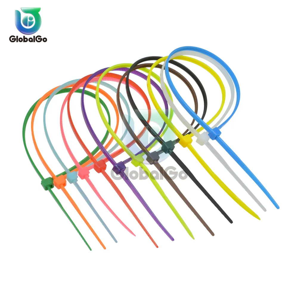 

100pcs/Lot Self-Locking Plastic Nylon Wires Cables Zip Ties Cable Ties Fasten Loop Cable 13 Color 2.5*200mm Wiring Harness