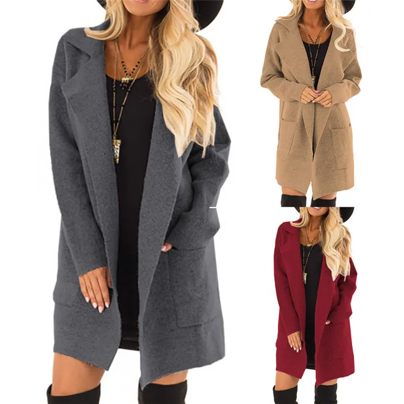 Fashion coats and jackets women winter ladies coats Open Front Long Sleeve Coat Jacket Parka Outwear Cardigan Coat Tops O15#N (4)