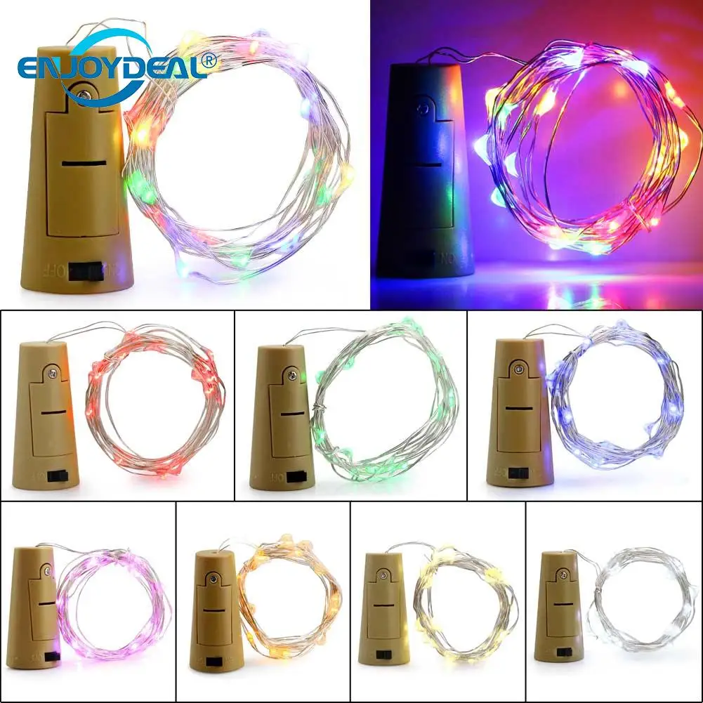 2 м 20 Led медная проволока винная Гирлянда Свет бутылка пробковая свеча Фея